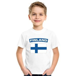 Finland t-shirt met Finse vlag wit kinderen