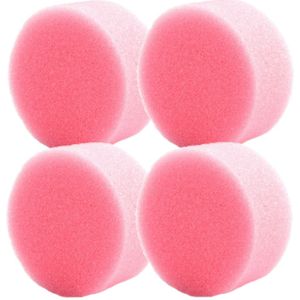 FunnyFashion Grimas schmink sponsjes - 4x stuks - roze - rond - D6 x H3 cm