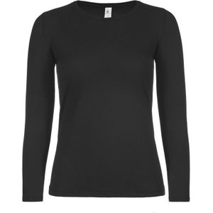 Basic longsleeve t-shirt - zwart - dames - katoen - 145 grams - basic zwarte lange mouwen shirts / kleding