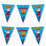 3x 50 Abraham party vlaggenlijn 10 meter - 50 jaar verjaardag feestartikelen