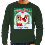 Foute Kersttrui / sweater - Merry Shitmas Losing a Turkey - groen voor heren - kerstkleding / kerst outfit
