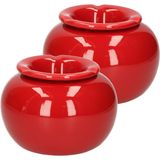 2x stuks terras asbak/stormasbak rond keramiek 16 x 11 cm roodÃ¯Â¿Â½- Buiten asbakken