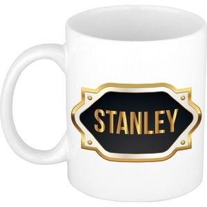Stanley naam cadeau mok / beker met gouden embleem - kado verjaardag/ vaderdag/ pensioen/ geslaagd/ bedankt