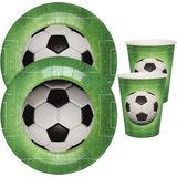 Voetbal feest wegwerp servies set - 10x bordjes / 10x bekers - groen