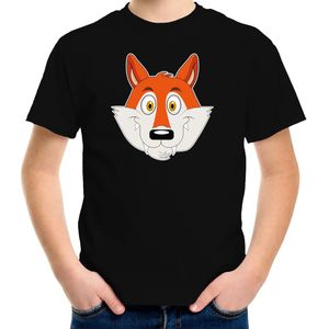 Cartoon vos t-shirt zwart voor jongens en meisjes - Kinderkleding / dieren t-shirts kinderen