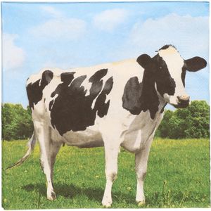 60x Boerderij thema servetten met koeien print 33 x 33 cm - Landelijke tafeldecoratie wegwerp servetjes