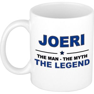 Naam cadeau Joeri - The man, The myth the legend koffie mok / beker 300 ml - naam/namen mokken - Cadeau voor o.a  verjaardag/ vaderdag/ pensioen/ geslaagd/ bedankt