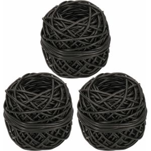 3x bolletjes bindbuis 3 mm x 50 m - zwart - bindbuizen / binddraad / - Tuin aanleggen basismateriaal / plantenbinders