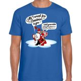 Fout Kerst shirt / t-shirt - Zingende kerstman met gitaar / All I Want For Christmas - blauw voor heren - kerstkleding / kerst outfit