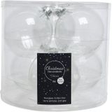 12x Transparante kerstversiering kerstballenset glas - 8 cm - kerstballen