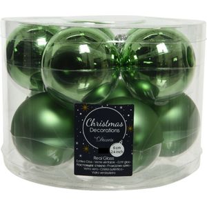 20x stuks kerstballen groen van glas 6 cm - mat/glans - Kerstboomversiering
