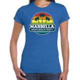 Marbella zomer t-shirt / shirt Marbella bikini beach party voor dames - blauw - Marbella beach party outfit / vakantie kleding /  strandfeest shirt
