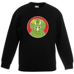Kinder sweater zwart met vrolijke dinosaurus print - dinosauriers trui - kinderkleding / kleding