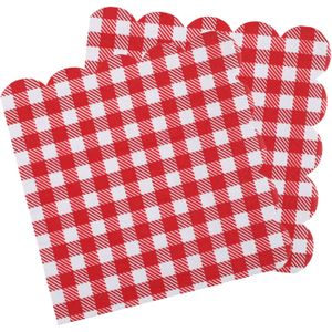 Santex boerenbont Oktoberfest thema servetten - 40x stuks - 16 cm - gingham/vichy print