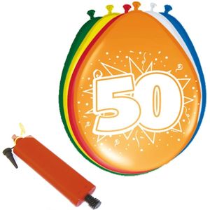 Folat - Verjaardag ballonnen pakket 50 jaar - 48x stuks met ballonpomp