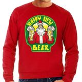 Foute Kersttrui / sweater - oud en nieuw / nieuwjaar trui - happy new beer / bier - rood voor heren - kerstkleding / kerst outfit