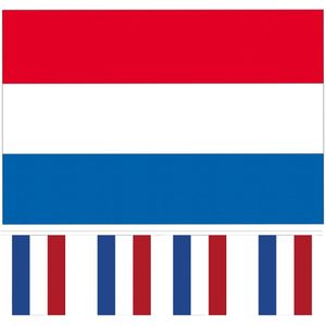 Nederlandse vlaggen versiering set binnen/buiten 2-delig - Landen decoraties voor Holland supporters