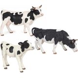 Setje van 3x plastic speelgoed figuren dieren koeien 10-14 cm - boerderij dieren