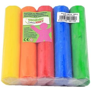 5x Gekleurde fantasie klei rollen 100 gram creatief speelgoed voor kinderen - Creatief speelgoed - Knutselen - Knutselmateriaal - Kleien