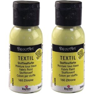 2x Gele textielverf flacon 34 ml - Acryl stoffen verf