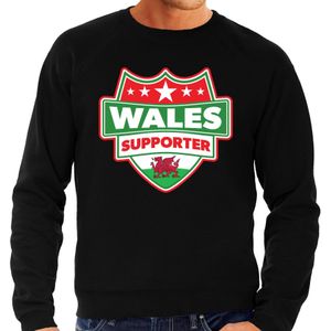 Wales supporter schild sweater zwart voor heren - Wales landen sweater / kleding - EK / WK / Olympische spelen outfit