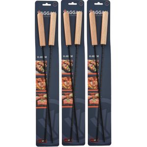 Vaggan BBQ spiezen - 6x stuks - metaal - 48 cm - vleespennen voor vlees - barbecue accessoires