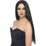 Dames verkleed pruik met zwart lang haar - Verkleden en Carnaval pruiken