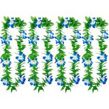 Boland Hawaii krans/slinger - 4x - Tropische kleuren mix groen/blauw - Bloemen hals slingers