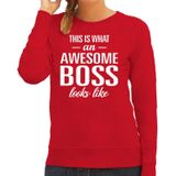 Awesome boss / baas cadeau sweater / trui rood met witte letters voor dames - beroepen sweater / moederdag / verjaardag cadeau
