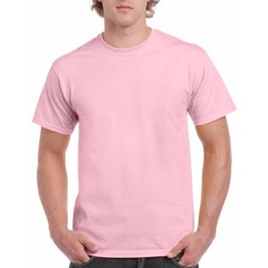 Set van 3x stuks lichtroze katoenen t-shirts voor heren 100% katoen - zware 190 grams kwaliteit - Basic shirts, maat: S (36/48)