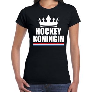 Zwart hockey koningin shirt met kroon dames - Sport / hobby kleding