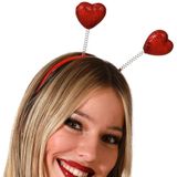Atosa Verkleed diadeem Rode Valentijn hartjes - dames - met glitters - Vrijgezellenfeest