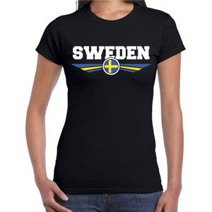 Zweden / Sweden landen t-shirt zwart dames - Zweden landen shirt / kleding - EK / WK / Olympische spelen outfit