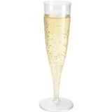 50x Champagne glazen transparant plastic 19 cm - 135 ml - herbruikbare champagneglazen