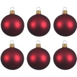 Compleet glazen kerstballen pakket donkerrood glans/mat 16x stuks - 6x 6 cm - 6x 8 cm - 4x 10 cm