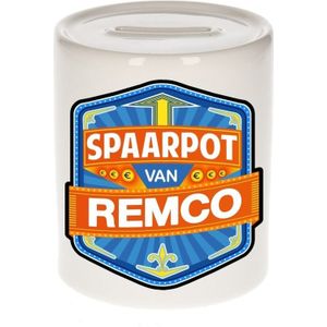 Kinder spaarpot voor Remco - keramiek - naam spaarpotten