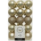 30x stuks plastic kerstballen licht parel/champagne 6 cm - Onbreekbare kunststof kerstballen