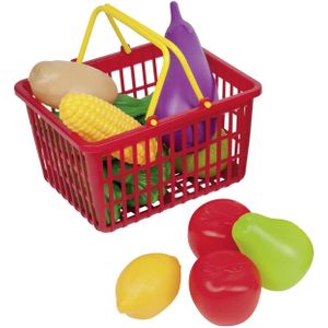 Rood speelgoed boodschappen/winkelmandje met groente en fruit - Speelgoed - Winkelmanden - Winkelmandjes met boodschappen - Winkeltje spelen