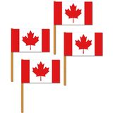Set van 4x stuks luxe grote zwaaivlaggen Canada 30 x 45 cm - Canadese feestartikelen en versieringen