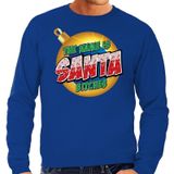 Foute Kersttrui / sweater - The name is Santa bitches  - blauw voor heren - kerstkleding / kerst outfit