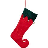 Feeric Christmas decoratie kerstsok - 2x st - elf laars - H45 cm - rood - vilt