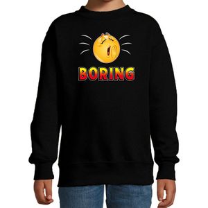 Funny emoticon sweater Boring zwart voor kids - verveling / saai - Fun / cadeau trui