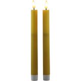 Magic Flame LED dinerkaarsen - geel - 4x stuks - 25,5 cm - timer