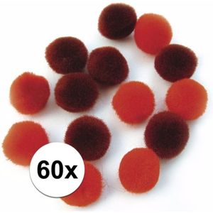 60x knutsel pompons 15 mm rood