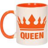 Cadeauset van oranje King en Queen mokken/bekers 300 ML - Vaderdag/moederdag drink mokken