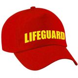 2x stuks lifeguard / strandwacht verkleed pet voor dames en heren - rood / geel - reddingsbrigade baseball cap - carnaval / kostuum