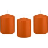 8x Oranje cilinderkaarsen/stompkaarsen 6 x 8 cm 29 branduren - Geurloze kaarsen oranje - Woondecoraties