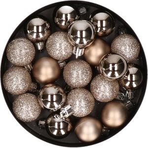 20x stuks kleine kunststof kerstballen champagne - Mat/glans/glitter - Onbreekbare plastic kerstballen - Kerstversiering
