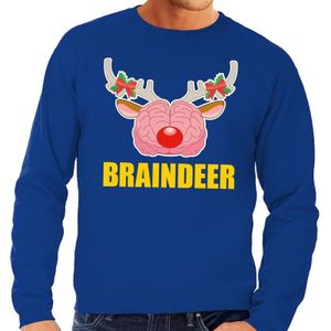 Foute kersttrui / sweater braindeer blauw voor heren - Kersttruien