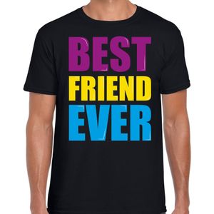 Best friend ever / Beste vriend ooit fun t-shirt met gekleurde letters - zwart -  heren - Fun  /  Verjaardag cadeau / kado t-shirt